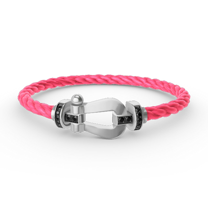 [AuraEcho]FORCE LARGE HORSESHOE BLACK DIAMOND BRACELET SILVER