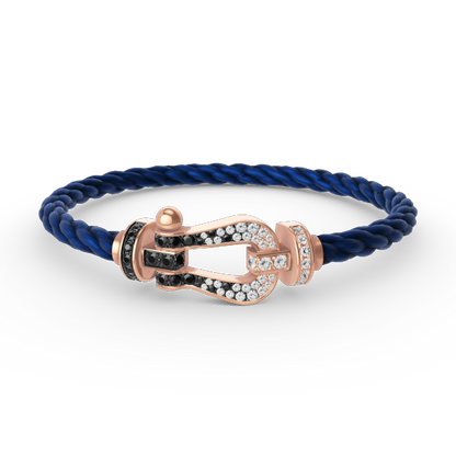 [AuraEcho]FORCE LARGE HORSESHOE BLACK WHITE DIAMOND BRACELET ROSE GOLD