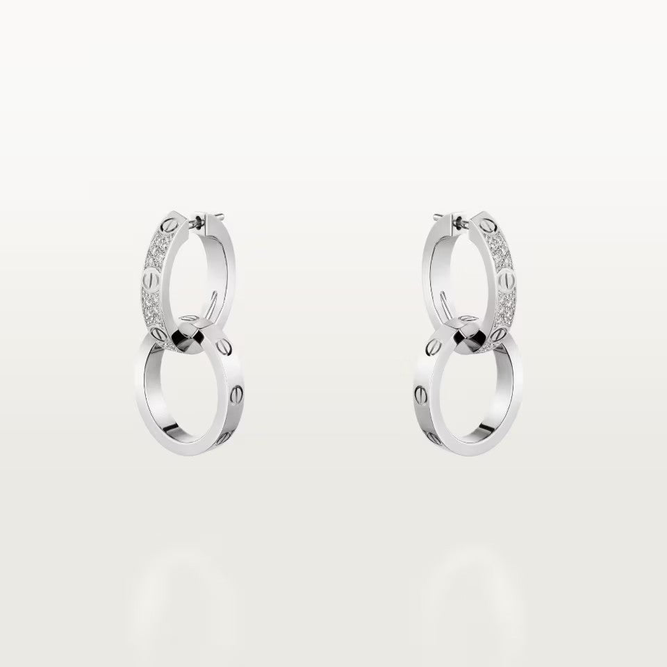 [AuraEcho]LOVE 3.3MM DANGLE HALF DIAMOND EARRINGS