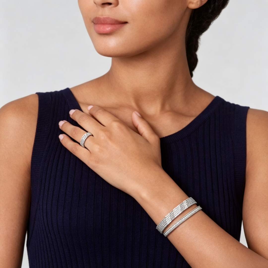 [AuraEcho] THREE-ROW DIAMOND RING