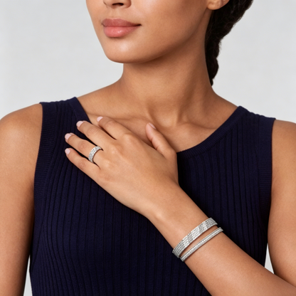[AuraEcho] THREE-ROW DIAMOND RING