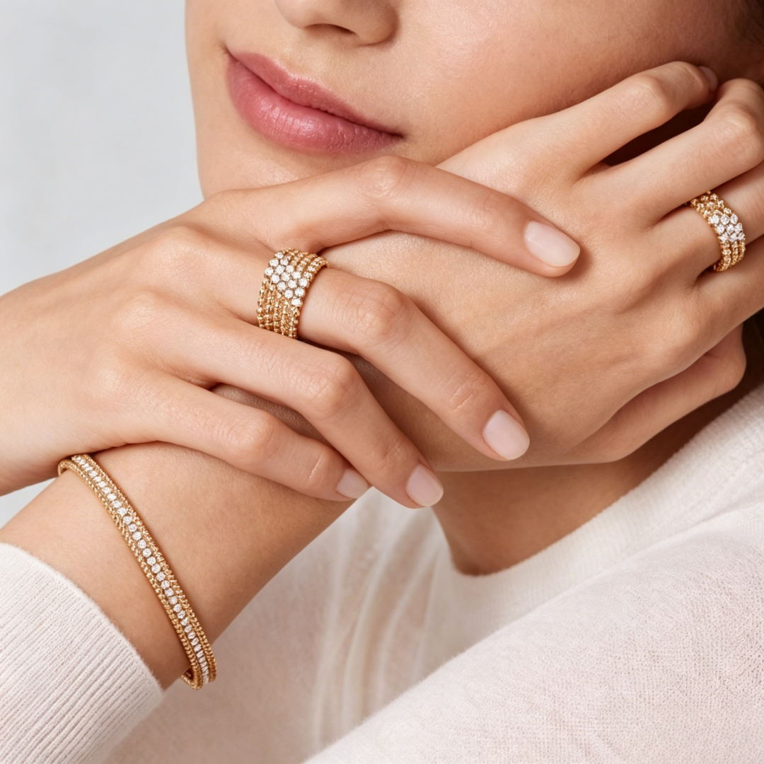 [AuraEcho] THREE-ROW DIAMOND RING