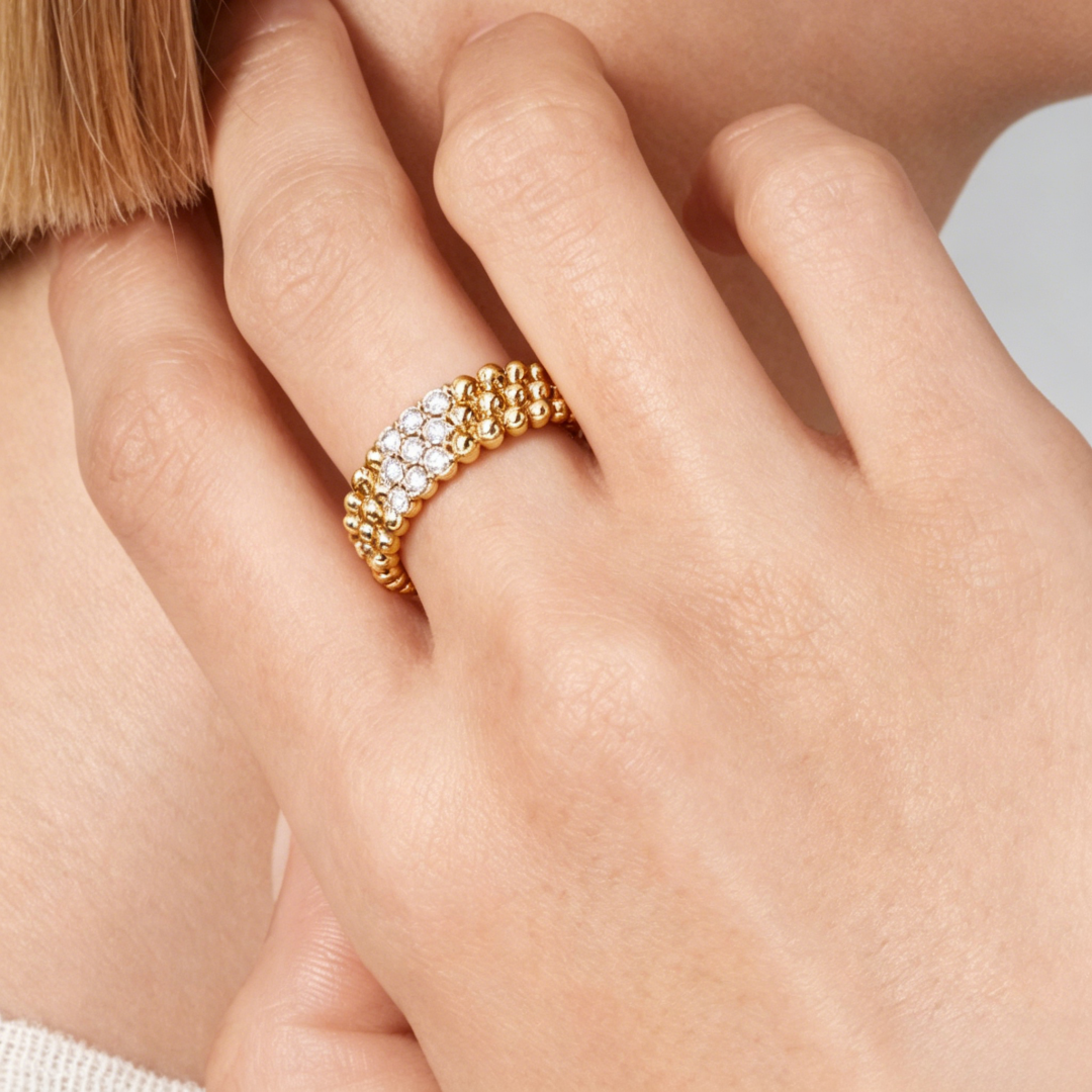 [AuraEcho] THREE-ROW DIAMOND RING