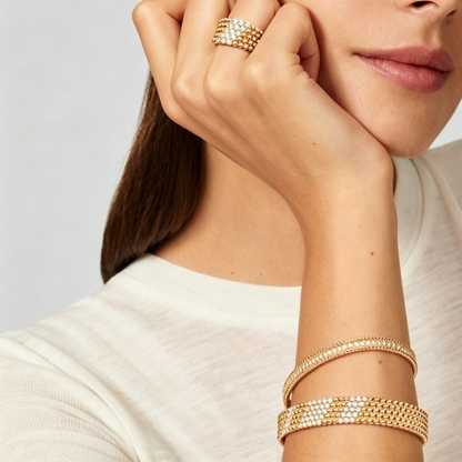 [AuraEcho]  FIVE-ROW DIAMOND BRACELET