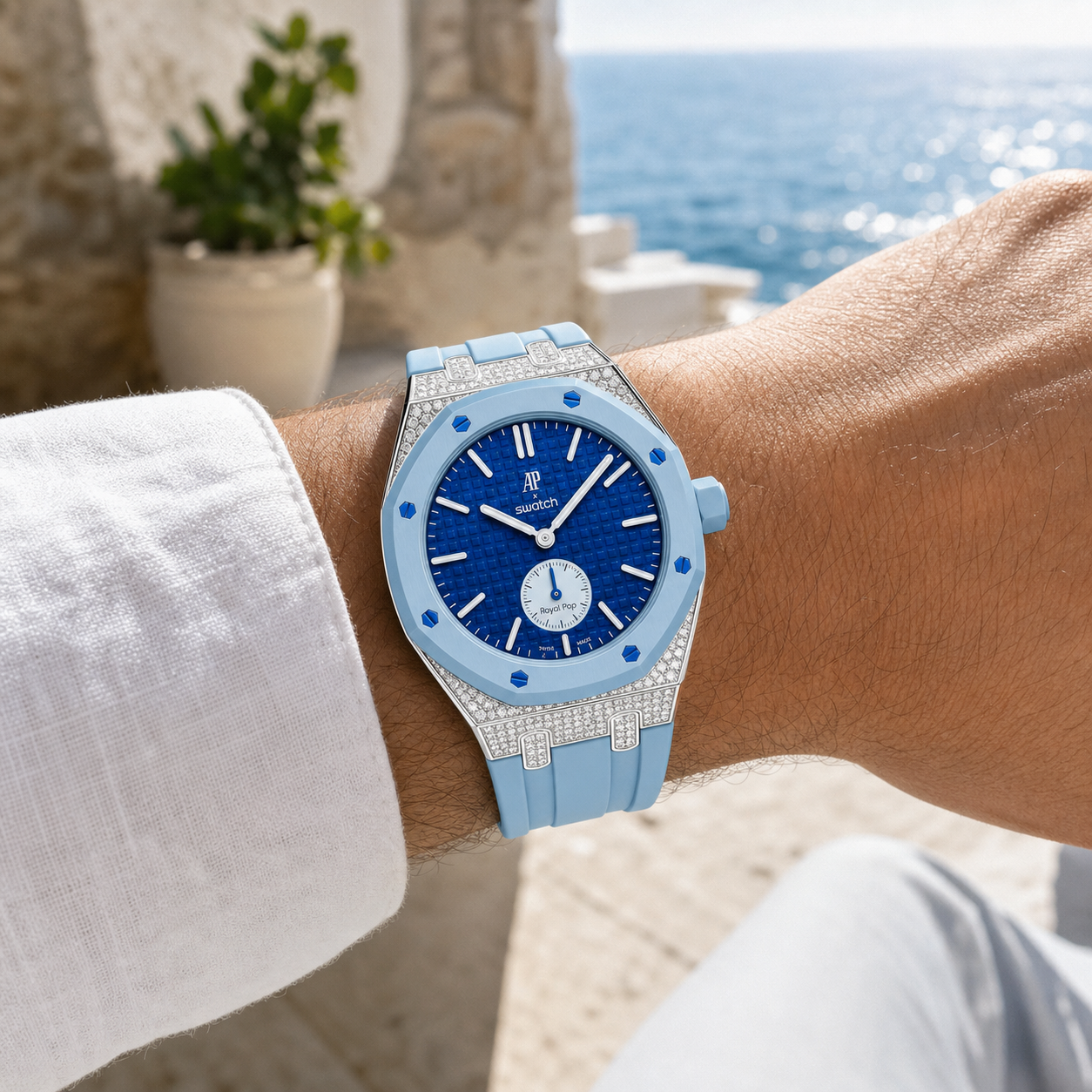 Royal Oak Pop Exclusive Steel Case With Diamond(Moissanite) & Silicone Strap
