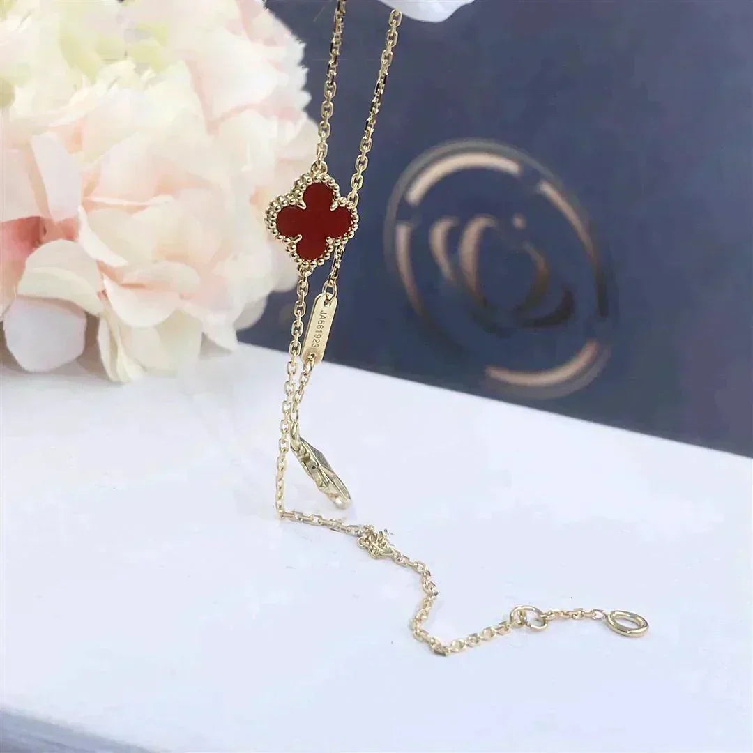 [AuraEcho]CLOVER  CARNELIAN SINGLE FLOWER BRACELET