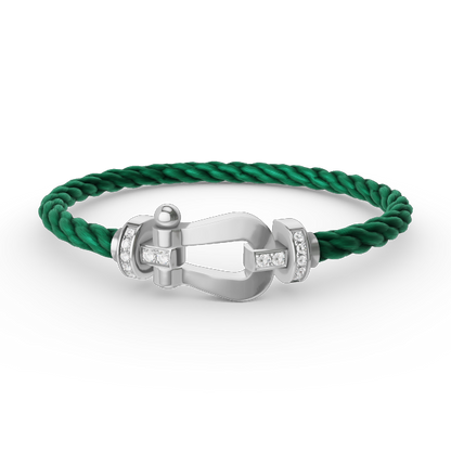 [AuraEcho]FORCE LARGE HORSESHOE HALF DIAMOND BRACELET SILVER