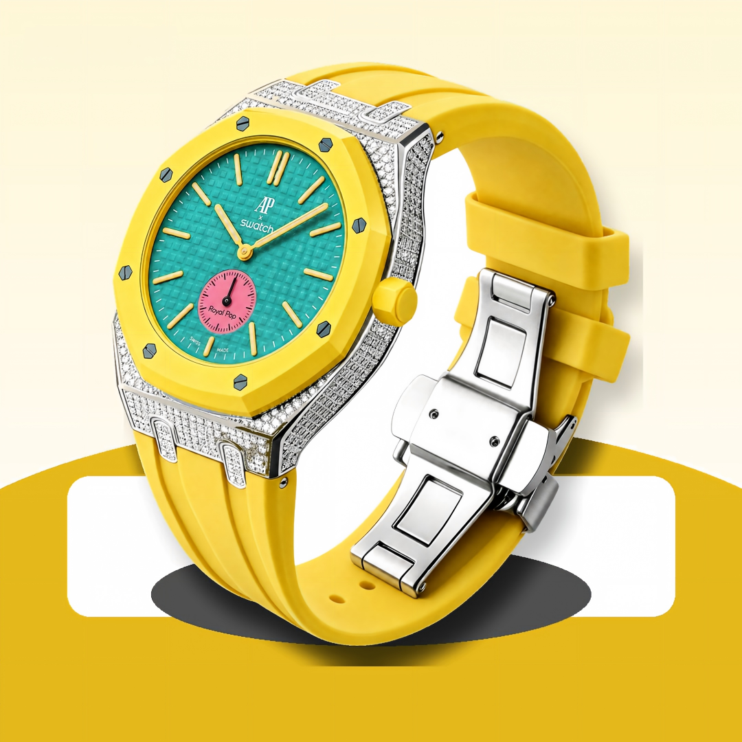 Royal Oak Pop Exclusive Steel Case With Diamond(Moissanite) & Silicone Strap
