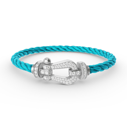 [AuraEcho]FORCE LARGE HORSESHOE FULL DIAMOND BRACELET SILVER
