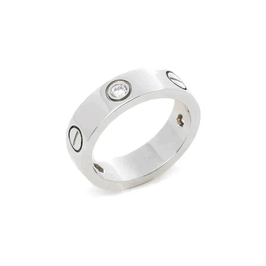 [AuraEcho]LOVE RING 5.5MM 3 DIAMONDS SILVER